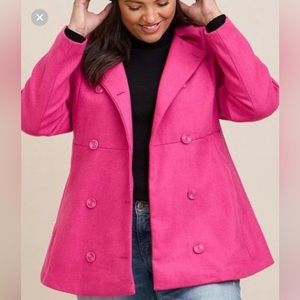 Torrid Pink Wool Peplum Coat NWT